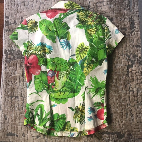 Zara Tropical festive blouse Size S 100% cotton - Picture 3 of 3